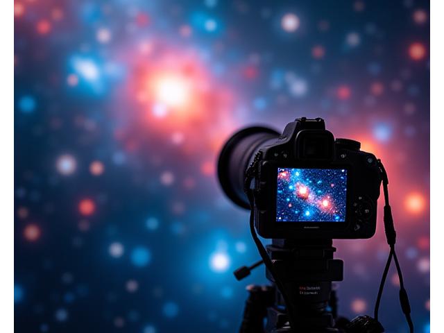 Camera attached to a telescope capturing a deep space object